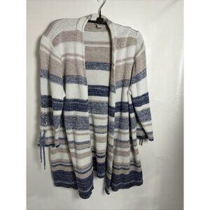 Chicos Womens Cardigan Sweater Open Front Tie Accent 3/4 Sleeve Sz 3P (XL 16p)